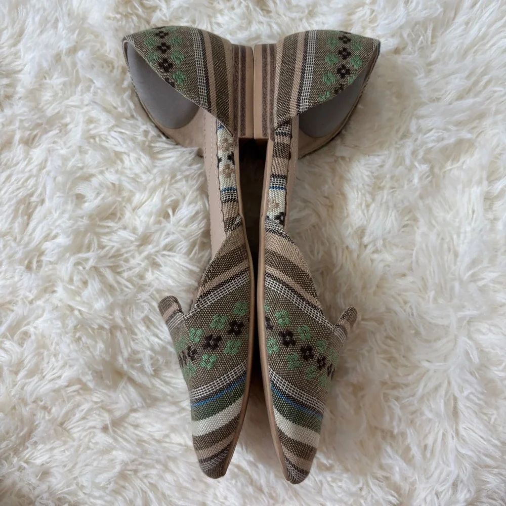 Isaac Mizrahi New York Woven D'Orsay Flats Pointed Toe Brown Green Size 6.5